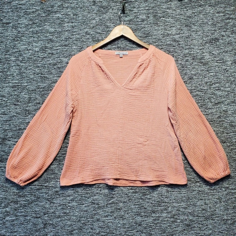Wishlist Apparel Gauze Blouse Women S Peach Pink 100% Cotton Boho Resort Top